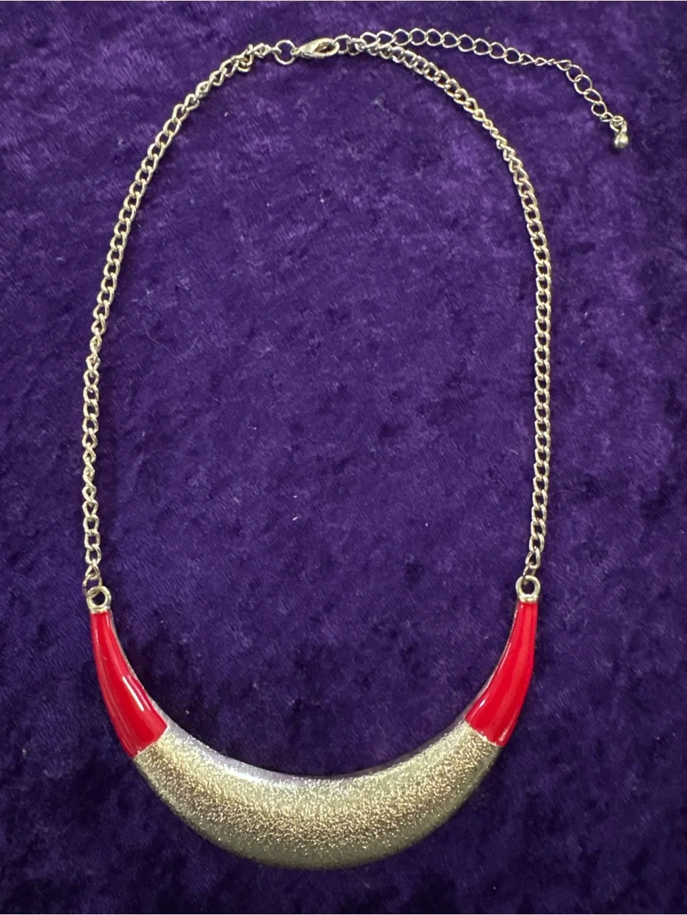 Gold Red Crescent Moon Necklace - Women Jewelry